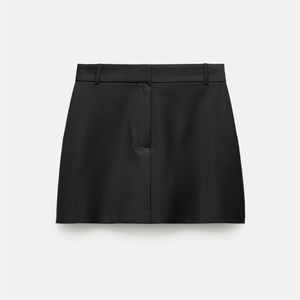 Zara Black Wool Blend Mini Skirt ZW Collection Sz L